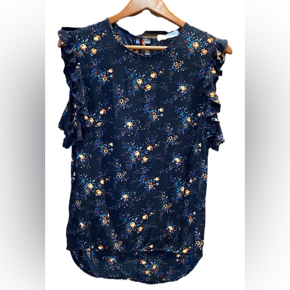 Sandro Floral Print Cold Shoulder Ruffle Blouse - Size S/ Sandro 1 - Picture 2 of 11